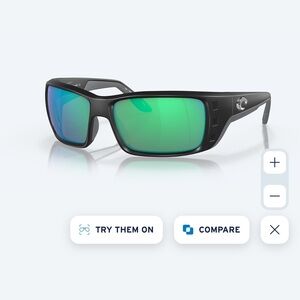 Used Costa Permit Black Sunglasses with Green Lenses